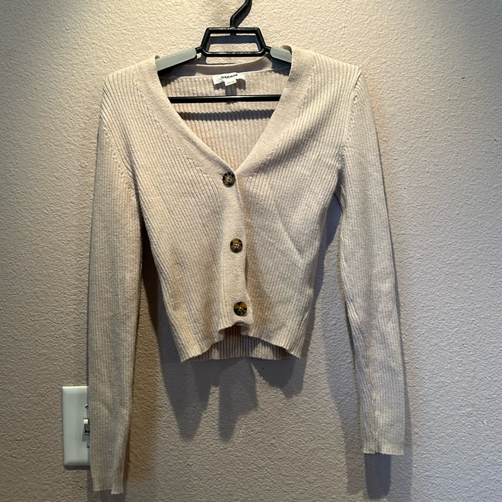 Garage Women’s Cardigan Sweater Neutral Taupe Beige Size XS